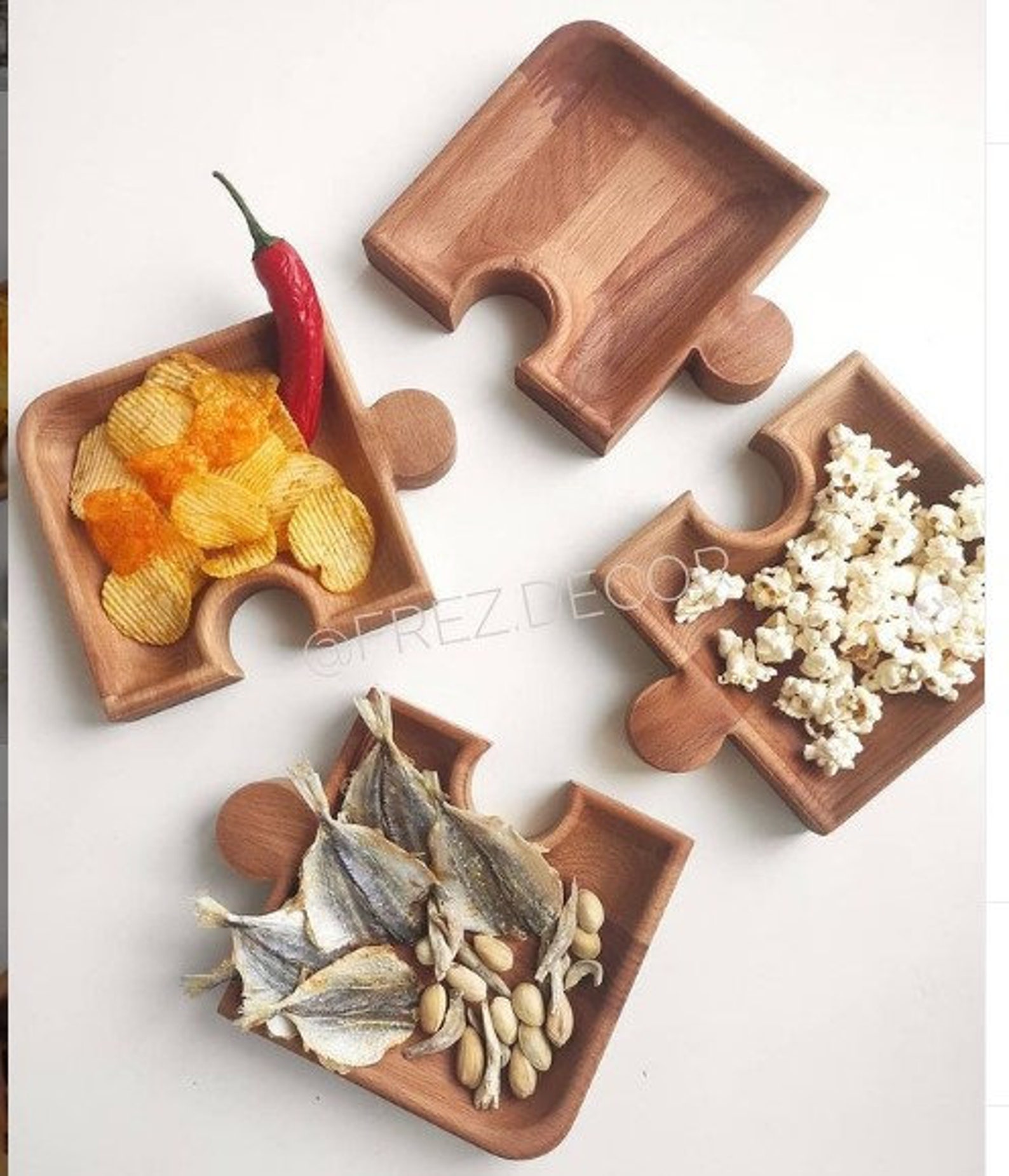 Puzzle plate wooden plate decor for kitchen beech plate Etsy