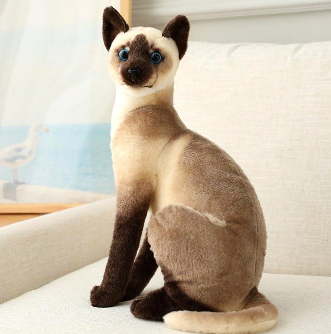 Stuffed Lifelike Siamese Cats Plush Toy Simulation American Etsy