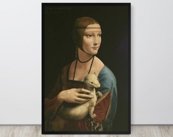 ダ・ヴィンチの「白貂を抱く女性」アートプリント：ファインアートの壁
