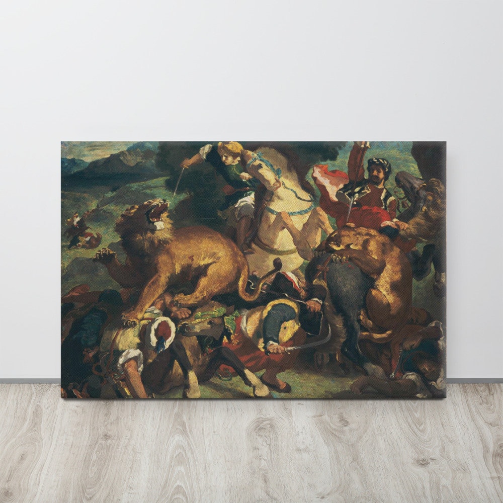 Lord Lyon 競走馬 1866年 額装 イタリア Eugène Delacroix - the Lion Hunt (1855) - Fine Art Print - Etsy