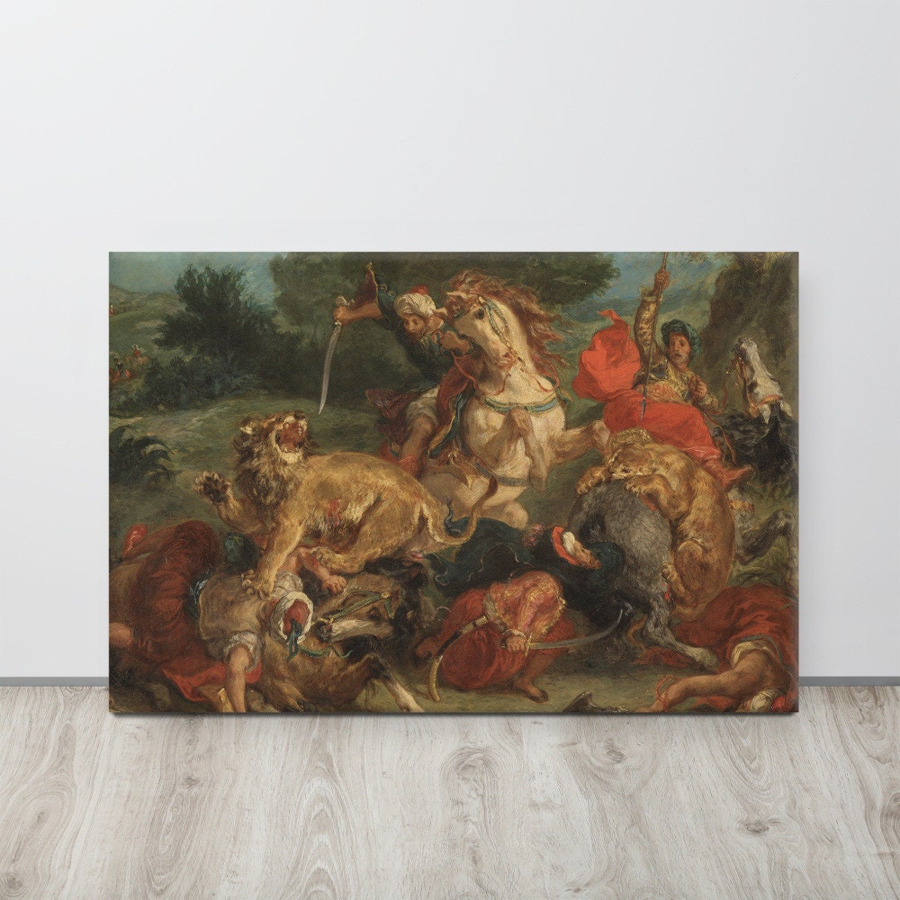 Lord Lyon 競走馬 1866年 額装 イタリア Eugène Delacroix - the Lion Hunt (1855) - Fine Art Print - Etsy