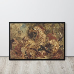 Eugène Delacroix - Polowanie na lwa (1854) - Wydruk artystyczny