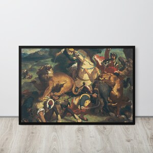 Eugène Delacroix - Polowanie na lwa (1855) - Wydruk artystyczny