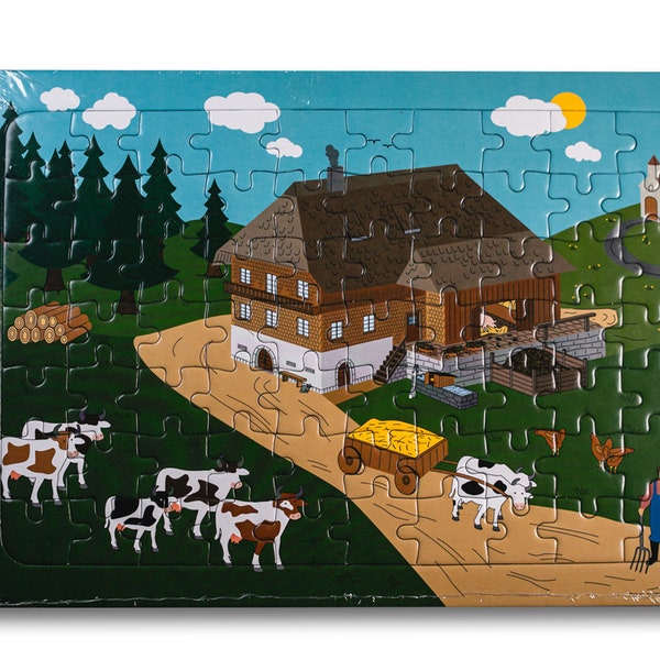 Schwarzwald Puzzle Rahmenpuzzle | Lernspiel für Kinder ab 3 Jahren | Schwarzwaldhof Bauernhof (80 Teile)