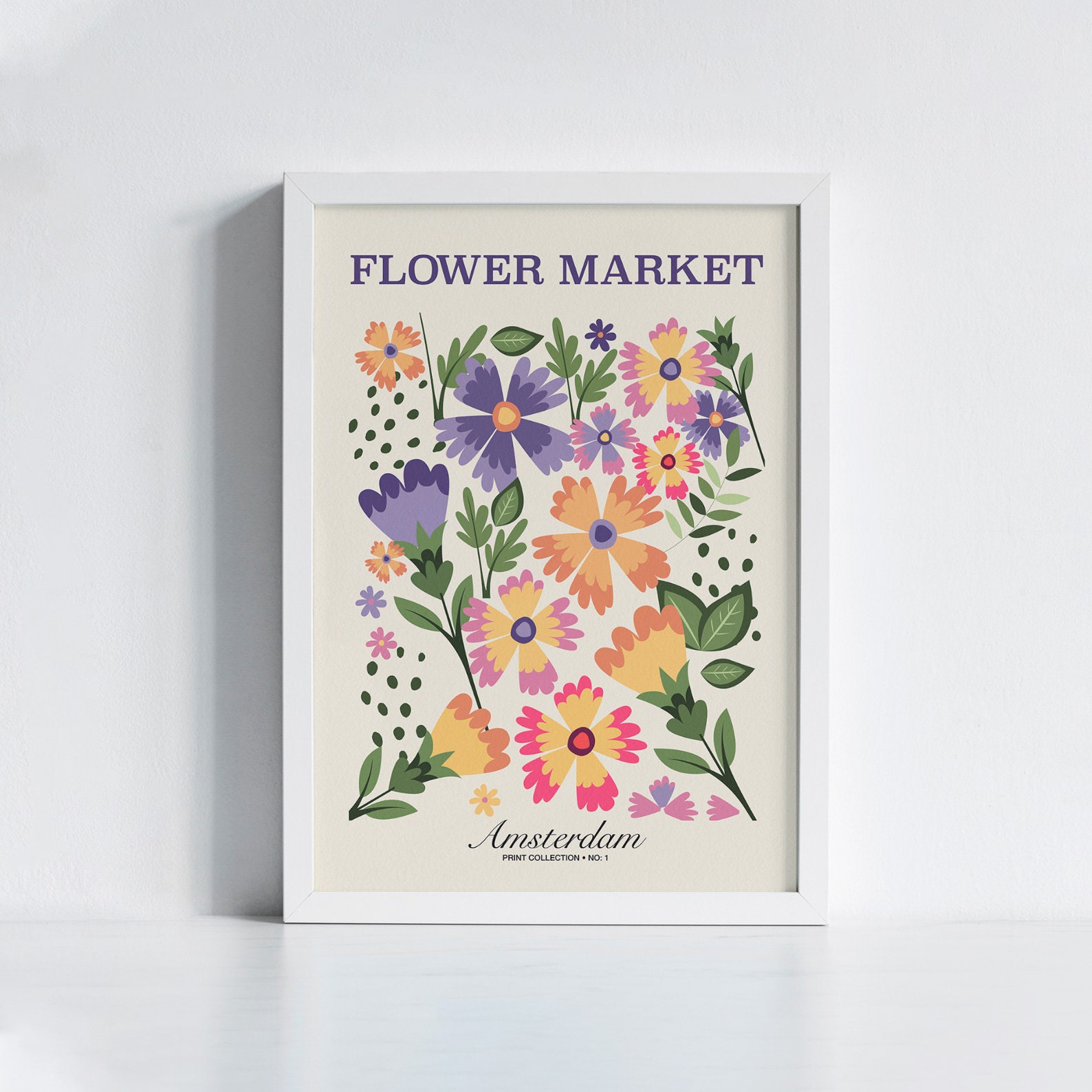 Flower Market Poster Amsterdam Flower Poster Printable Etsy