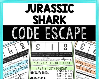 Jurassic Shark Escape Room Code for Kids - Printable Party Game – Birthday Party Games - Kids Puzzles – Family Game Night - Shark Theme