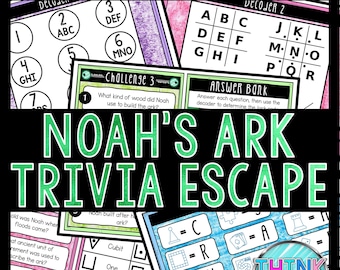 Noah's Ark Trivia Game - Escape Room for Kids - Printable Party Game – Birthday Party Game - Kids Activity – Family Games - Bible Quiz