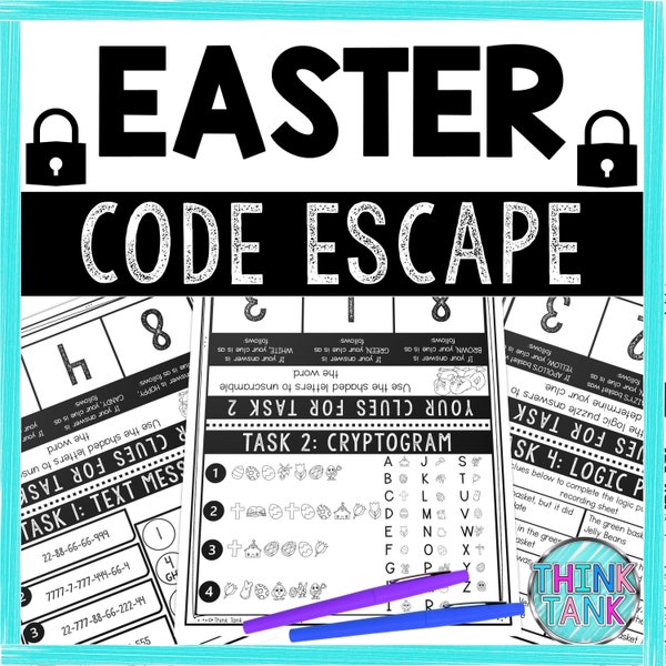 Easter Escape Room Code for Kids - Printable Party Game – Birthday Party Game - Kids Puzzles – Family Game Night - Logic Puzzle - Easter FUN