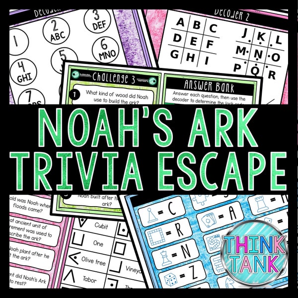 Noah's Ark Trivia Game - Escape Room for Kids - Printable Party Game – Birthday Party Game - Kids Activity – Family Games - Bible Quiz