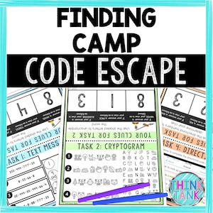 Finding Camp Escape Room Code for Kids - Printable Party Game – Birthday Party Games - Kids Puzzles – Family Game Night - Camping