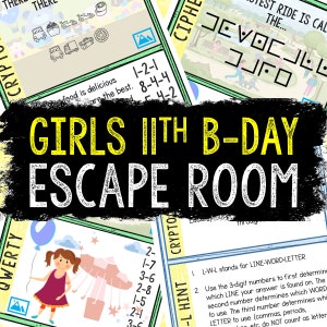 Escape Room for Kids - Printable Party Game – Girls 11th Birthday Escape Room Kit – Birthday Party Games - Kids Puzzles – Family Game Night