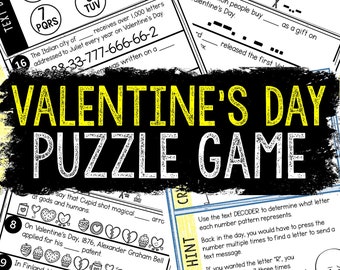 Valentine's Day Puzzles for Kids - Printable Party Game – Kids Puzzles – Family Game Night - Holiday Activities - Valentine Game - Gift Idea