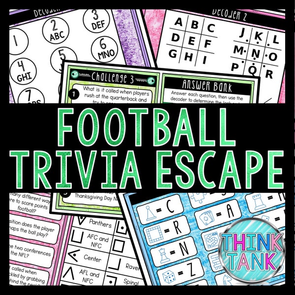 Football Trivia Escape Game, Escape Room for Kids, Printable Party Game, Birthday Party Game, Kids Activity, Family Game Night Quiz, Sports