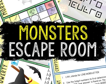 Halloween Escape Room Game for Kids - Printable Party Game – Monsters Escape Room Kit – Birthday Party Games - Kids Puzzles – Family Games