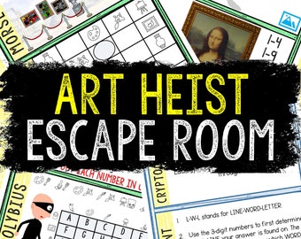 Escape Room for Kids - Printable Party Game – Art Heist Escape Room Kit – Birthday Party Games - Kids Puzzles – Family Game Night