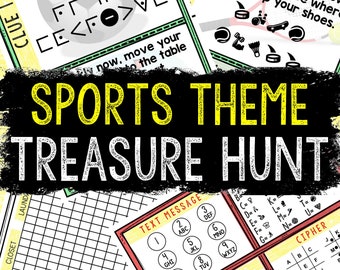 Sports Theme Treasure Hunt for Kids - Printable Puzzle Game - Indoor Scavenger Hunt - Birthday Hunt Clues - Kids Puzzles - Family Game Night