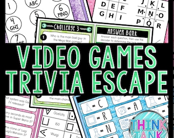 Video Games Trivia Game, Escape Room for Kids, Printable Party Game, Birthday Party Game, Kids Activity, Family Game Night Quiz, Gamers