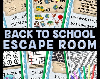 Back to School Escape Room Word Search, Printable Party Game for Kids, Puzzles, Classroom Party, Family Game Night, Secret Codes, First Day