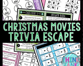 Christmas Movies Trivia Game, Escape Room for Kids, Printable Party Game, Christmas Quiz Game, Kids Activity, Family Game Night, Holiday FUN