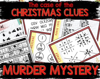 Christmas Clues Murder Mystery Game for Kids – Spy Party – Secret Agent Codes – Escape Room – Printable Party Props - Party Game or gift