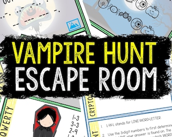 Halloween Escape Room for Kids, DIY Printable Game, Vampire Hunt Escape Room Kit, Birthday Party Game, Kids Puzzle Game, Family Game Night