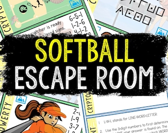 Escape Room for Kids - Printable Party Game – Softball Escape Room Kit – Birthday Party Games - Kids Puzzles – Family Game Night