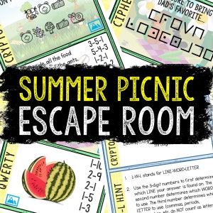 Escape Room for Kids - Printable Party Game – Summer Picnic Escape Room Kit – Birthday Party Games - Kids Puzzle Game – Family Game Night