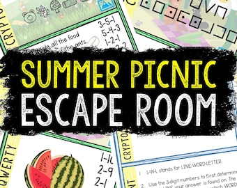 Escape Room for Kids - Printable Party Game – Summer Picnic Escape Room Kit – Birthday Party Games - Kids Puzzle Game – Family Game Night