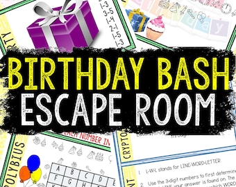 Escape Room for Kids - Printable Party Game – Birthday Bash Escape Room Kit – Birthday Party Games - Kids Puzzles – Family Game Night