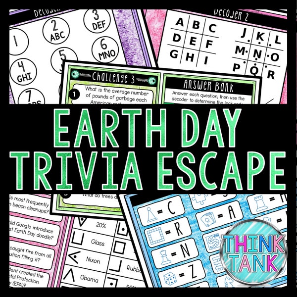 Earth Day Trivia Game - Escape Room for Kids - Printable Party Game – Birthday Party Game - Kids Activity – Family Game - Earth Day Quiz