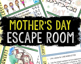 Escape Room for Kids - Printable Party Game – Mother's Day Escape Room Kit – Birthday Party Games - Kids Puzzles – Family Game Night