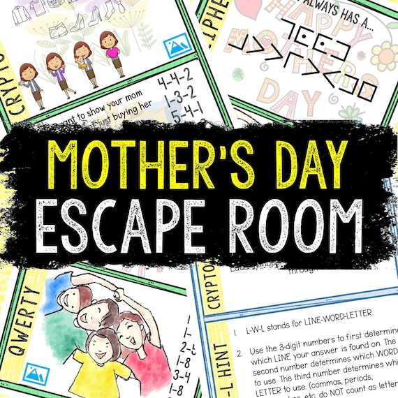 Escape Room for Kids - Printable Party Game – Mother's Day Escape Room Kit – Birthday Party Games - Kids Puzzles – Family Game Night