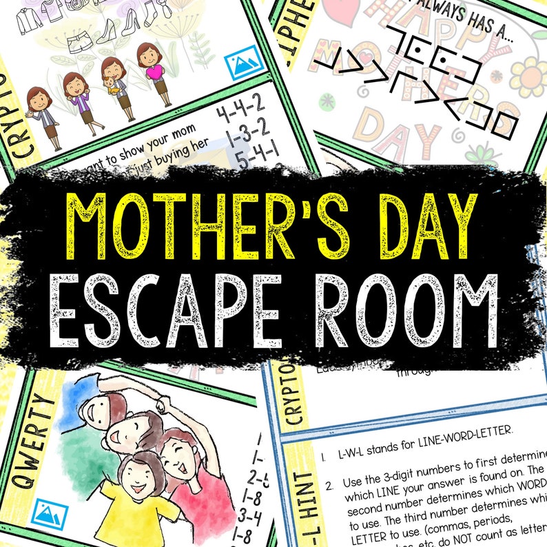 Escape Room for Kids - Printable Party Game – Mother's Day Escape Room Kit – Birthday Party Games - Kids Puzzles – Family Game Night image 1