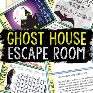Halloween Escape Room for Kids, Printable Party Game, Ghost House Escape Room Kit, Birthday Party Games, Kids Puzzles, Family Game Night