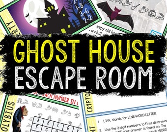 Halloween Escape Room for Kids, Printable Party Game, Ghost House Escape Room Kit, Birthday Party Games, Kids Puzzles, Family Game Night