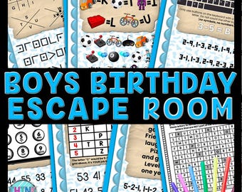 Boys Birthday Escape Room Word Search, Printable Party Game for Kids, Puzzles, Classroom Party, Family Game, Secret Codes, Birthday Party