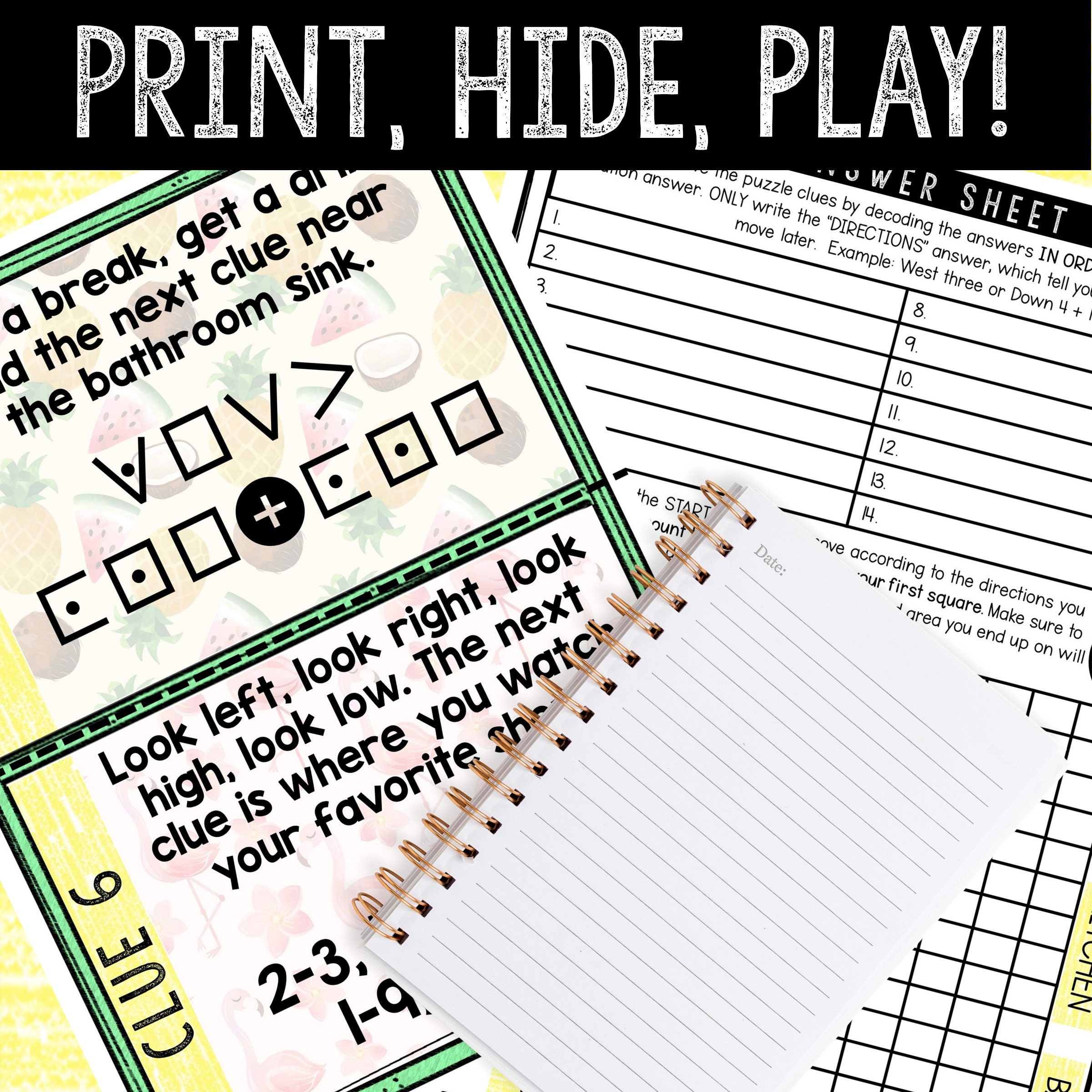 Summer Fun Treasure Hunt for Kids - Printable Puzzle Game - Indoor ...