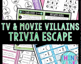 TV and Movie Villains Trivia Game - Escape Room for Kids - Printable Party Game – Birthday Party Game - Kids Activity – Family Game Quiz