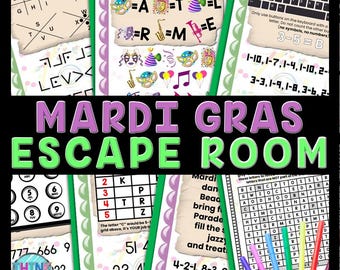 Mardi Gras Escape Room Word Search, Printable Party Game for Kids, Holiday Fun, Puzzles, Classroom Party, Family Game, Secret Codes