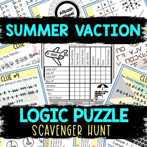 Logic Puzzle Scavenger Hunt Game for Kids - Party Game - Summer Vacation - Mystery Clues - Printable - Family Game Night - Codes and Ciphers