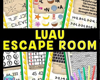 Luau Escape Room Word Search, Printable Party Game for Kids, Puzzles, Classroom Party, Family Game Night, Secret Codes, Teamwork Game