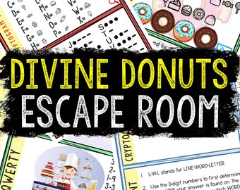 Escape Room for Kids - DIY Printable Game – Divine Donuts Escape Room Kit – Birthday Party Games - Kids Puzzle Game – Family Game Night