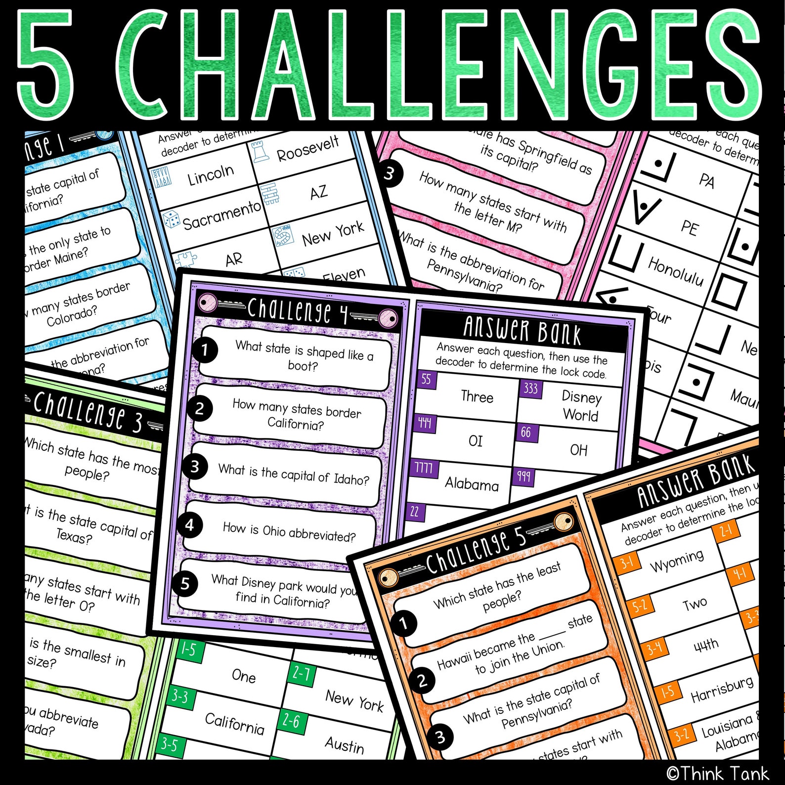 States & Capitals Trivia Game Escape Room for Kids Etsy UK