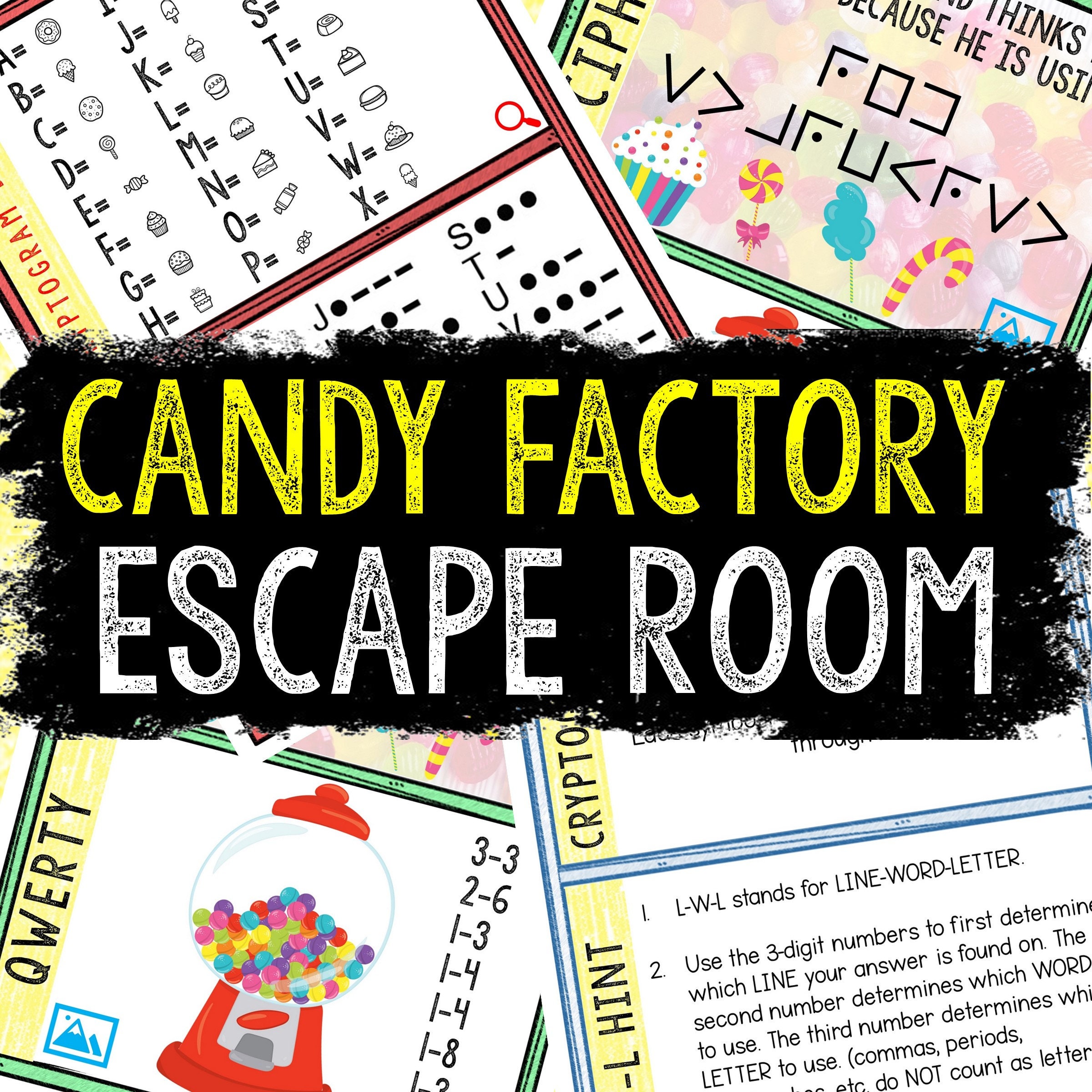 escape room for kids diy printable game candy factory etsy