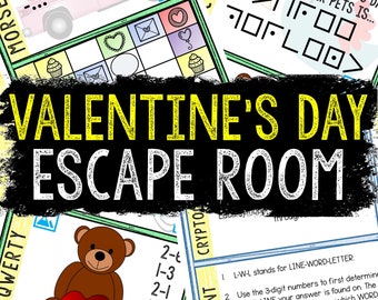 Valentines Day Escape Room for Kids - Printable Party Game – Escape Room Kit – Holiday Party Games - Kids Puzzles – Family Game Night