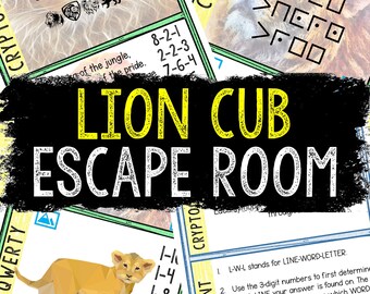 Escape Room for Kids - Printable Party Game – Lion Cub Escape Room Kit – Birthday Party Games - Kids Puzzles – Family Game Night