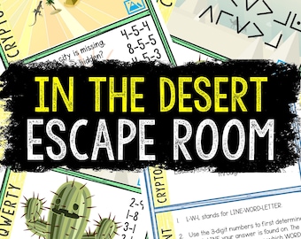 Escape Room for Kids - Printable Party Game – In The Desert Escape Room Kit – Birthday Party Games - Kids Puzzles – Family Game Night