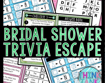 Bridal Shower Trivia Game, Bachelorette Party Game, Escape Room, Printable Party Game, Wedding Shower, Bridal Shower Ideas, Bridal Quiz