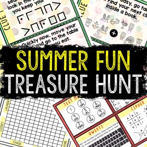 Summer Fun Treasure Hunt for Kids - Printable Puzzle Game - Indoor Scavenger Hunt - Birthday Hunt Clues - Kids Puzzles - Family Game Night