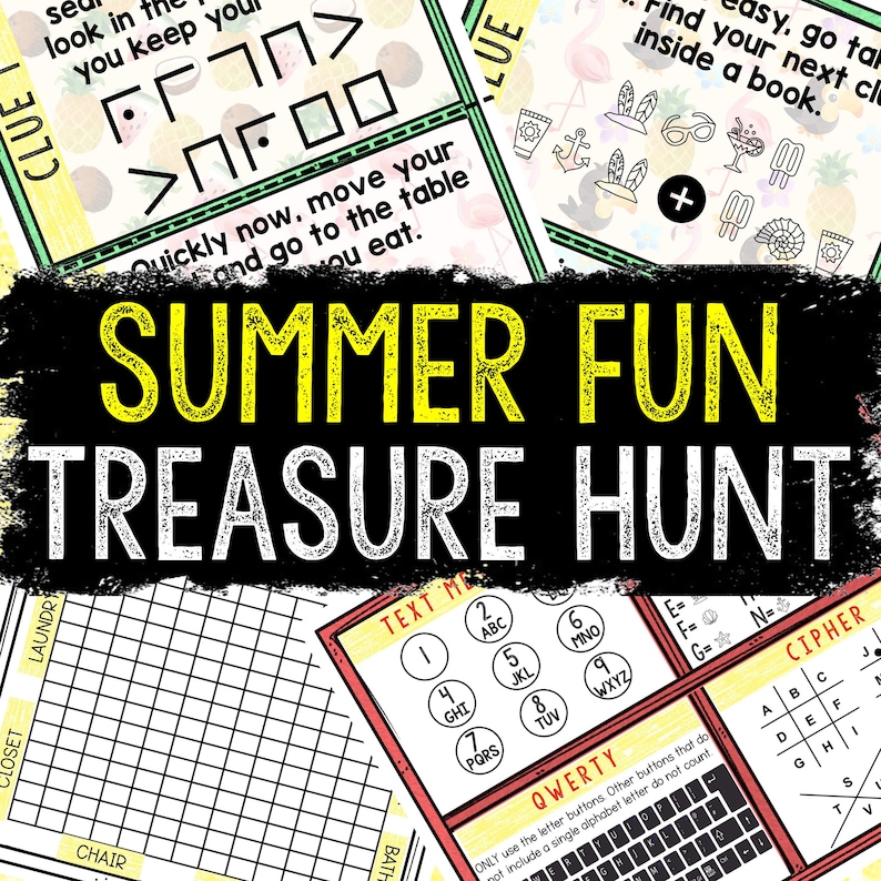 Summer Fun Treasure Hunt for Kids - Printable Puzzle Game - Indoor ...